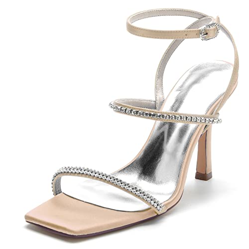 Hochzeitsschuhe Bridal Stiletto Heel Sandalen Damen High Heels Abschlussball Party Kleid Pumps9.5Cm,Champagne,39 EU Hochzeitsschuhe Bridal Stiletto Heel Sandalen Damen High Heels Abschlussball Party Kleid Pumps9.5Cm,Champagne,39 EU von Generic