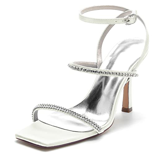 Hochzeitsschuhe Bridal Stiletto Heel Sandalen Damen High Heels Abschlussball Party Kleid Pumps9.5Cm,Elfenbein,42 EU Hochzeitsschuhe Bridal Stiletto Heel Sandalen Damen High Heels Abschlussball Party Kleid Pumps9.5Cm,Elfenbein,42 EU von Generic