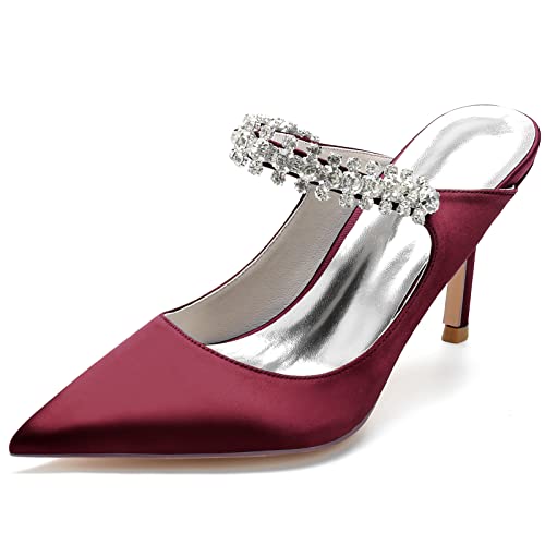 Hochzeitsschuhe Damen Pumps Stilettoabsatz Bridal Pointed Toe Slip-On Slingback Party Dress Heeled Sandals8.5Cm,Wine red,36 EU Hochzeitsschuhe Damen Pumps Stilettoabsatz Bridal Pointed Toe Slip-On Slingback Party Dress Heeled Sandals8.5Cm,Wine red,36 EU von Generic