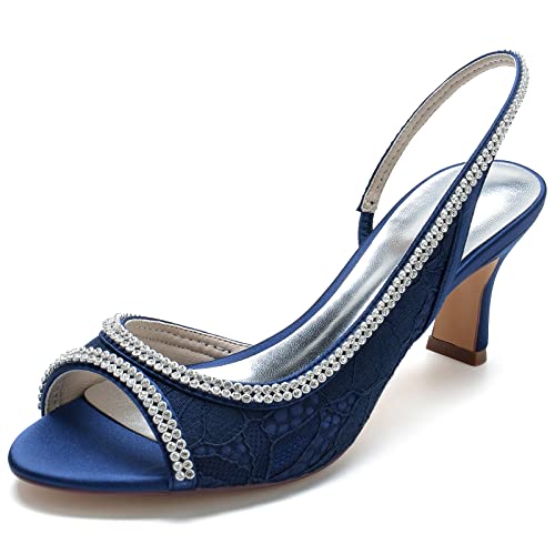 Hochzeitsschuhe Damen Sandalen Mit Absatz Bridal Shoes Prom Party Dress Pumps 6.5Cm,Dark Blue,38 EU Hochzeitsschuhe Damen Sandalen Mit Absatz Bridal Shoes Prom Party Dress Pumps 6.5Cm,Dark Blue,38 EU von Generic
