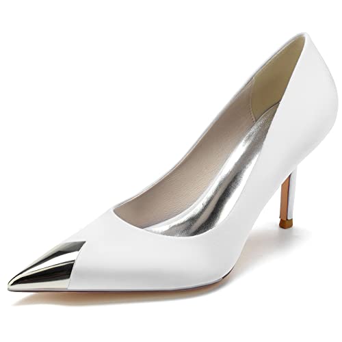 Hochzeitsschuhe Damen Schuhe Pumps Bridal Pointed Toe Kleid Stiletto High Heels 8.5Cm,Weiß,35 EU Hochzeitsschuhe Damen Schuhe Pumps Bridal Pointed Toe Kleid Stiletto High Heels 8.5Cm,Weiß,35 EU von Generic