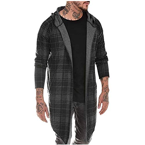 Hoodie Herren, Strickjacke Herren mit Kapuze Lang Sweatjacke Slim Fit Irregulär Einfarbig Baumwolle Hoodie Cardigan Langarm Männer Schwarze Freizeit Kapuzen Jacke von Generic