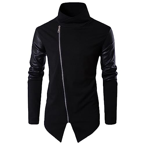 Hoodie Herren,Herren Kapuzenjacke Kapuzenpullover Hoodie mit schrägem Reissverschluss Gestrickter Pullover Jugend Colorblock Stehkragen Slim Fashion Zipper Herrenjacke Sweatjacke Jacke von Generic