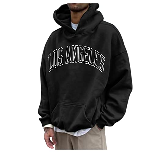 Hoodie Herren,Pullover Herren LOS Angeles Langarm Hoodie mit Kapuze Tasche Oversize Kapuzenpullover Casual Sport Fitness Herbst Winter Sweatshirt Kapuzenjacke Kapuzenpulli Pulli Sweatjacke von Generic