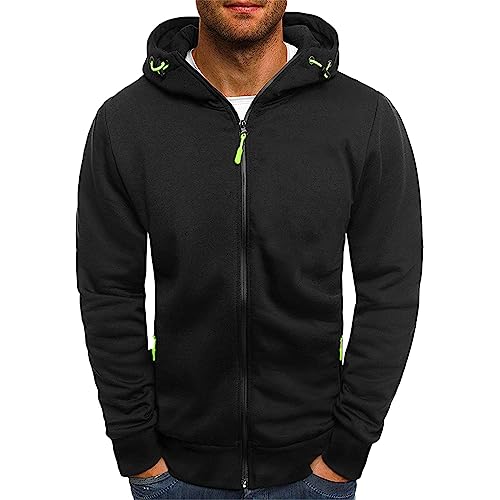 Hoodie Herren,Pullover Herren Zip up Langarm Hoodie mit Kapuze Kapuzenpullover mit Reißverschluss Sweatjacke Kordelzug Casual Sport Herbst Winter Sweatshirt Kapuzenjacke Kapuzenpulli Jacke von Generic