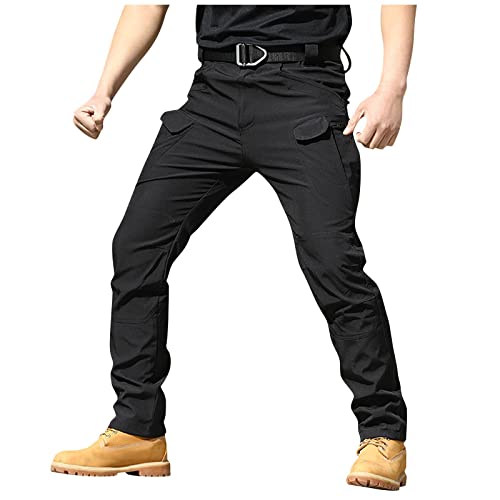 Hosen Herren Wanderhose Lang Chino Für Trainingshose Stoffhose Hose Security Stretch Kochhose Combat Sweatpants Weisse Karierte Hosen A-Schwarz XL 510 von Generic