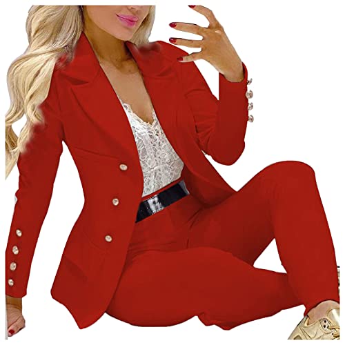 Hosenanzug Damen, Damen Blazer Business Set Hose Anzug 2-teilig Schmetterling Drucken Zweiteiler Vintage Schlanke Fit Hemdbluse für Frauen Party Sportlich Arbeit Büro Sakko Mode Hosenanzug von Generic