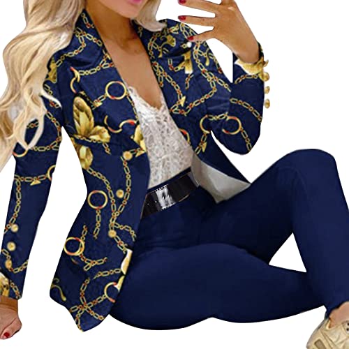 Hosenanzug Damen, Damen Blazer Business Set Hose Anzug 2-teilig Schmetterling Drucken Zweiteiler Vintage Schlanke Fit Hemdbluse für Frauen Party Sportlich Arbeit Büro Sakko Mode Hosenanzug von Generic