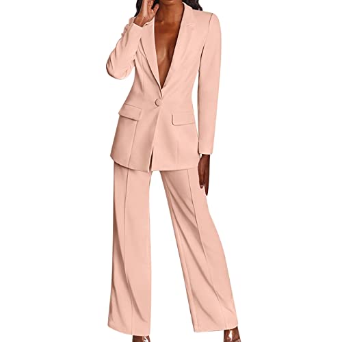 Hosenanzug Damen Elegant Business Hosenanzüge 2 Teiler Abendrobe Outfit Set Langarm Anzugjacke und Anzughosen Zweiteilig Büro Slimfit Formal Blazer Modern Festlicher Suit von Generic