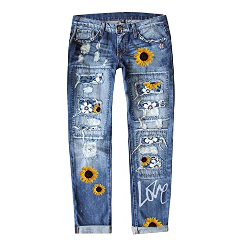 IFOUNDYOU Damen Jeanshose KurzgrößE Kurze Sommerhose Locker Jeans High Waist Hosen Sommer Strand Jogginghose KurzgrößE Outdoor Leggings Wandern Schlaghose KurzgrößE Schlaghose Jeans Damen von Generic