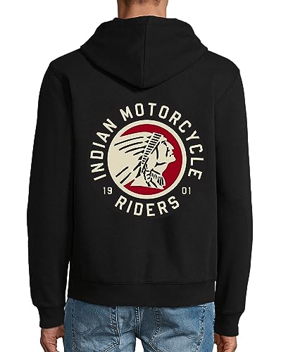 Indian Motorcycle Riders 1901 Kapuzenjacke aus Baumwollmischung mit Reißverschluss, Sweatshirt, Kapuzenpullover Schwarz Small von Generic