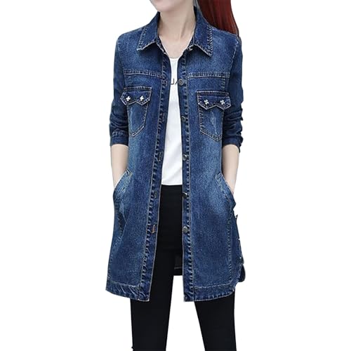 Jeansjacke Damen Lang Oversize, Trenchcoat Damen Lang Winter Revers Jeans Mantel Parka Jacke Mit Tasten Elegant Denim Winter Jeansmantel Baumwolle Übergangsjacke Slim Fit Winterjacke Übergangsmantel Jeansjacke Damen Lang Oversize, Trenchcoat Damen Lang Winter Revers Jeans Mantel Parka Jacke Mit Tasten Elegant Denim Winter Jeansmantel Baumwolle Übergangsjacke Slim Fit Winterjacke Übergangsmantel von Generic