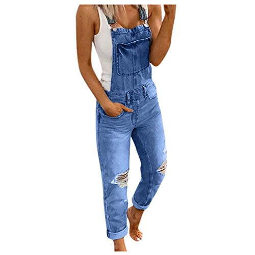 Jeanslatzhose Damen Latzhose Jeans Lange Hose Denim Overall Jumpsuit Playsuit Jeans Vintage Loose Fit Romper Hoseanzug von Generic