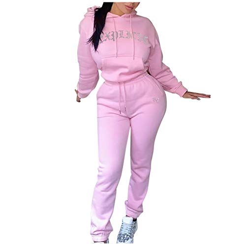 Jogginganzug Damen Sportanzug Traingsanzug Frauen 2 Teilig Freizeitanzug Kapuzenpullover Lange Ärmel Tasche Top + Lange Hose Sportswear 2 Stück Bekleidungsset Sport Hoodie mit Kapuzen Beste Freunde von Generic