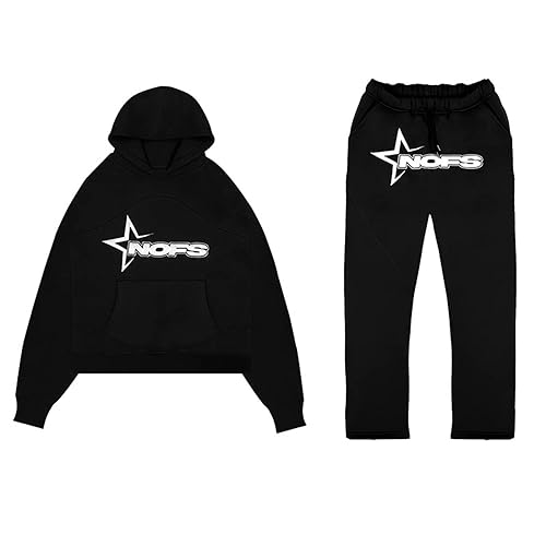 Jogginganzug Herren, Herren Trainingsanzug Damen Buchstaben Druck Sportanzug Lose Hoodie und Jogginghosen Y2K Freizeitanzug für Herren Hip Hop Streetwear Tracksuit Männer Lässig Pullover und Sporthose von Generic