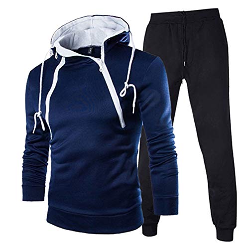 Jogginganzug Herren Set Winter Trainingsanzug mit Kapuze und Doppelter Reißverschluss Langarm Kapuzenpullover Hoodie Jogginghose Tracksuit 2 Teiliger Sportanzug Hausanzug Fitness Activewear für Männer von Generic