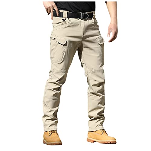 Jogginghose Herren Jogginghose Cargohose Wanderhose Stoffhose Gym Zip Off Hose Regenhose Arbeitshose Bundeswehr Jogginghosen Jogger Activewear Skihose Hosen A-Khaki L 5091 von Generic