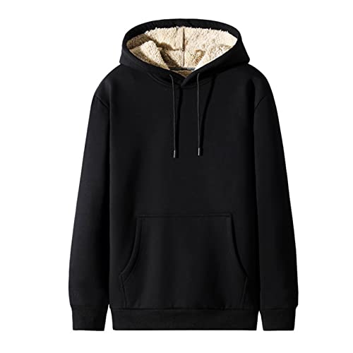 Kapuzenpullover Herren Sherpa Gefüttert Winter Hoodie mit Känguru-Tasche Warm Winddicht Pullover für Freizeit Outdoor von L-4XL von Generic