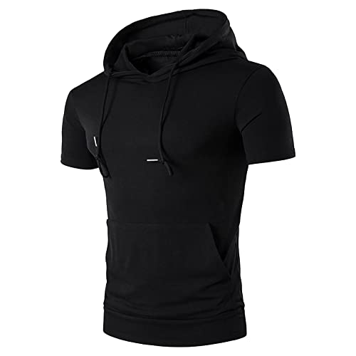 Kapuzenpullover Kurzarm Herren, Sweatshirt Kurzarm Herren Sportshirt Muscle T-Shirt Mit Kapuze Laufshirt Atmungsaktiv Freizeithemden Leicht Hoodie Classics Trainingsshirt Oversized Muskelshirts/ von Generic