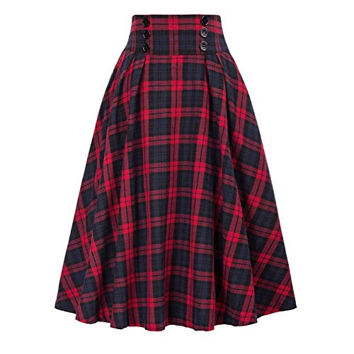 Karierter Rock Damen Midi, Midirock A Linie, Plisseerock Damen Knielang Schottenrock Röcke Kleid mit Knöpfen Wickelrock für Frauen Skirt Freizeitrock Kariert Herbstrock Sommerrock Elegant Kleidung Karierter Rock Damen Midi, Midirock A Linie, Plisseerock Damen Knielang Schottenrock Röcke Kleid mit Knöpfen Wickelrock für Frauen Skirt Freizeitrock Kariert Herbstrock Sommerrock Elegant Kleidung von Generic