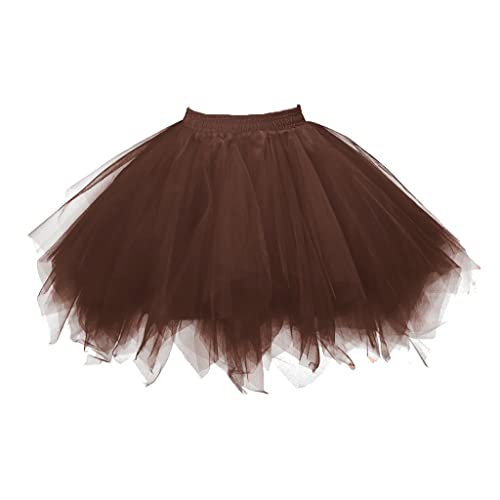 Karneval Tüllrock Damen Kurz Tutu Rock Hohe Taille Tutu Rock Tüllrock Petticoat 50er Puffy Tütü Minirock Reifrock Unterrock Tüll Underskirt Partykleid Unterrock Tanzrock Ballettrock Minirock von Generic