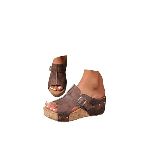 Keilabsatz Pantoletten Damen Sandalen mit Absatz Sommerschuhe Plateau Sandaletten mit Fußbett Schlappen Frauen Elegant Leder Keilsandaletten Hausschuhe Offene Sommer Schuhe rutschfeste Strandsandalen Keilabsatz Pantoletten Damen Sandalen mit Absatz Sommerschuhe Plateau Sandaletten mit Fußbett Schlappen Frauen Elegant Leder Keilsandaletten Hausschuhe Offene Sommer Schuhe rutschfeste Strandsandalen von Generic