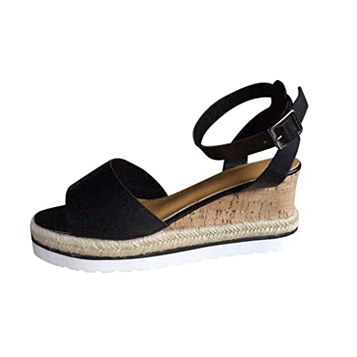 Keilsandalen Damen Sommer Modern, Plateau Sandaletten Elegant Und Bequem Abendschuhe Schnalle Offener Zeh Kleid Schuhe Fischmund Knöchelriemen Peeptoe Sandalen Casual Non-Slip Sommerschuhe von Generic