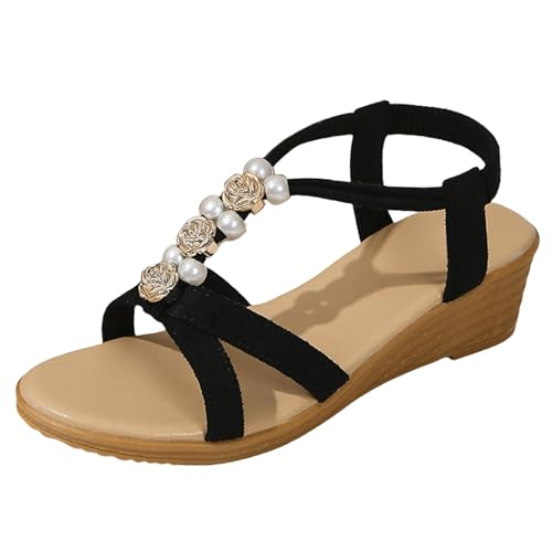Keilsandalen Damen Sommer Pantoletten mit Perlen Bequem Rutschfest Orthopädische Sandalen Plateau Schuhe Elegant Sommerschuhe Leichte Breite Füße Bequem Pantoletten Strandschuhe Keilsandalen Damen Sommer Pantoletten mit Perlen Bequem Rutschfest Orthopädische Sandalen Plateau Schuhe Elegant Sommerschuhe Leichte Breite Füße Bequem Pantoletten Strandschuhe von Generic