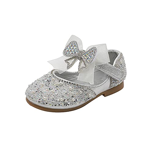 Kinder Mädchen Hochzeit Schuhe Blumenkind Schuhe Pailletten Feine Glitzer Schleife Mädchen Prinzessin Schuhe Kinder 29 (Z3-Silver, 23.5 Infant) von Generic