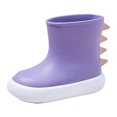 Klassische Kinder Regenstiefel Gummi Kinder Wasserschuhe Wasserdichte Regenstiefel Kinder Baby Cartoon Schuhe Baby-Socken-Schuhe (Purple, 9-9.5 Years) von Generic