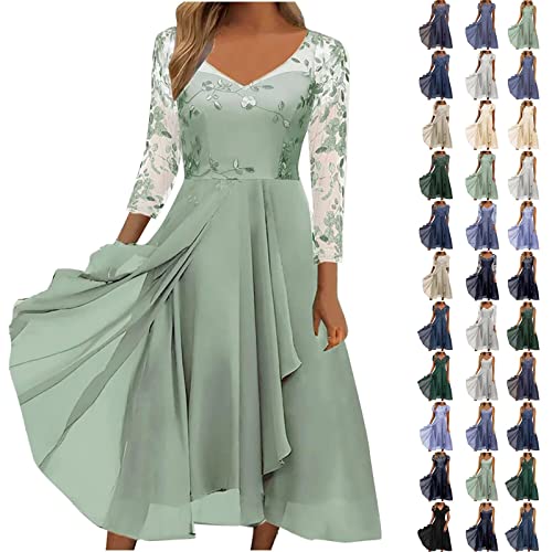 Kleid mit Rüschensaum Cocktailkleid Damen Elegant für Hochzeit Abendkleid Kurz Cinderella KostüM Green-5,3XL,Kleid 2023 von Generic