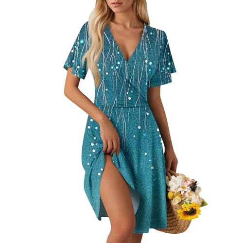 Kleid türkis Damen Sommerkleid Damen Knielang Kleid Sommer Blumenmuster Elegant Cocktailkleid Blumen Shirtkleid Casual Lässiges Strandkleid Tunikakleid Midi Summer Dress C Light Blue M Kleid türkis Damen Sommerkleid Damen Knielang Kleid Sommer Blumenmuster Elegant Cocktailkleid Blumen Shirtkleid Casual Lässiges Strandkleid Tunikakleid Midi Summer Dress C Light Blue M von Generic