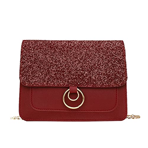 Kleine Taschen Set Mode Frauen Kunstleder Einfarbig Achseltasche Handytasche Umhängetasche Umhängetasche Trachten Taschen (Red, One Size) von Generic