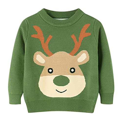 Kleinkind Jungen Mädchen Weihnachten Deer Print Warmer Strickpullover Langarm Xmas Tops Strickjacke Mantel Mädchen Pullover 152 (Green, 6-7 Years) von Generic