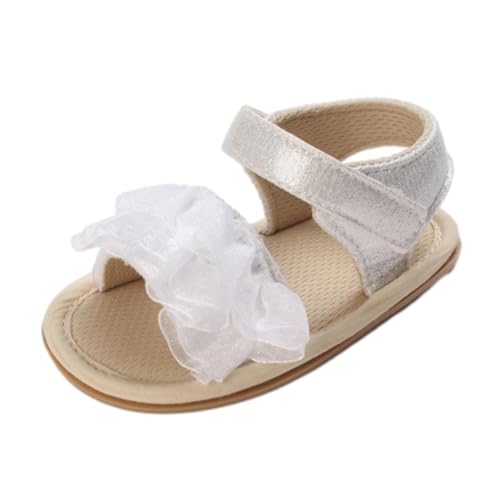 Krabbelschuhe Mädchen Sommer - Lauflernschuhe Mit Blumen Gummisohle Kindersandalen Kleinkind Schuhe Offener Prinzessin-Schuhe Boho Strandschuhe Weichen Sohle Freizeitschuhe Riemchen Sandalen von Generic