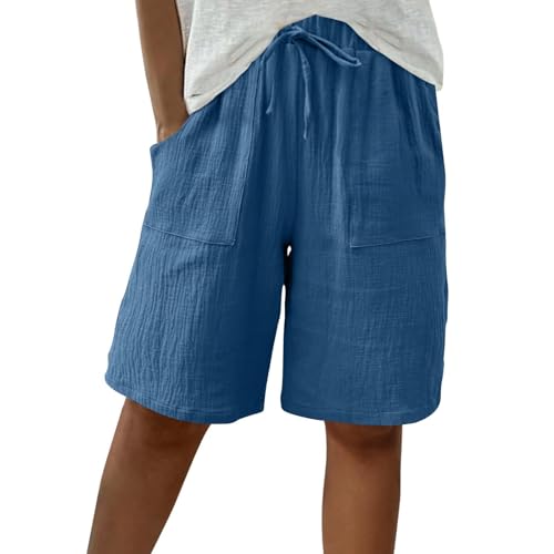 Kurze Hose Damen Sommer Leinen - Musselin Shorts mit Tunnelzug und Taschen knilang Bermudashorts High Waist Damen-Shorts Gerades Bein Freizeitshorts Lässige Strandshorts Baggy Sportshorts Kurze Hose Damen Sommer Leinen - Musselin Shorts mit Tunnelzug und Taschen knilang Bermudashorts High Waist Damen-Shorts Gerades Bein Freizeitshorts Lässige Strandshorts Baggy Sportshorts von Generic