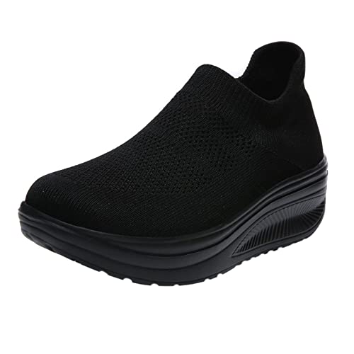 Lässige Wanderschuhe für Damen, modische, atmungsaktive Turnschuhe, leichte, rutschfeste Laufschuhe, Sportschuhe E-960 Black 40 von Generic