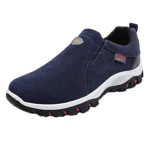 Land Schuhe Herren Winter Einfarbige runde Zehen-Laufschuhe für Herren Schwarze Schuhe Herren Winter (Dark Blue, 47) von Generic