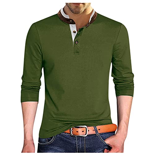 Langarmshirt Herren, Poloshirt Herren Langarm-T-Shirt Outdoor Warm Atmungsaktiv Polohemd Golf Tennis Freizeit Stehkragen Polo Shirts Einfarbig Hemd Sweatshirts füR Herren Grün XXL von Generic