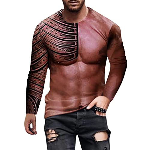 Langarmshirt Herren Simulierter Muskeldruck Longsleeve Dünner Freizeit Leicht Sommer Langarm T-Shirt für Männer Casual Sportshirt Elastisches Sweatshirts Herren Rosa XXL von Generic