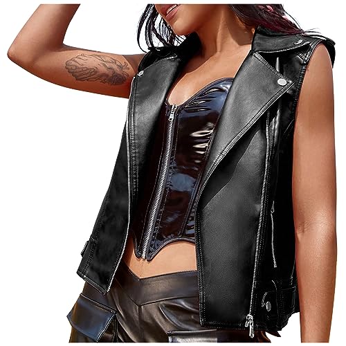 Lederjacke Damen Elegant Kunstlederjacke Winterjacke Mode Klassisch Weste Lederimitat Mantel Bikerjacke Wanderjacke Streetwear Damenjacke Coat Jacket Damenbekleidung von Generic