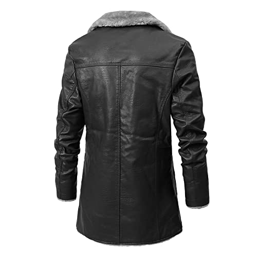 Ledermantel Herren?Winter Parka Mit Fell-Imitat Jacke Mantel Echtleder KöNigs Kunstpelz Und Fellkragen Fleecejacke Windbreaker Warm Wintermantel Lang Slim Fit Herrenmantel Trenchcoat, Z03-Schwarz, S Ledermantel Herren?Winter Parka Mit Fell-Imitat Jacke Mantel Echtleder KöNigs Kunstpelz Und Fellkragen Fleecejacke Windbreaker Warm Wintermantel Lang Slim Fit Herrenmantel Trenchcoat, Z03-Schwarz, S von Generic