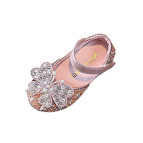 Ledersandalen Männer Kinderschuhe Perle Strass glänzende Kinder Prinzessin Schuhe Baby Mädchen Schuhe für Party und Hochzeit Tanzschuhe Sandalen Kleinkind (Pink, 36) von Generic