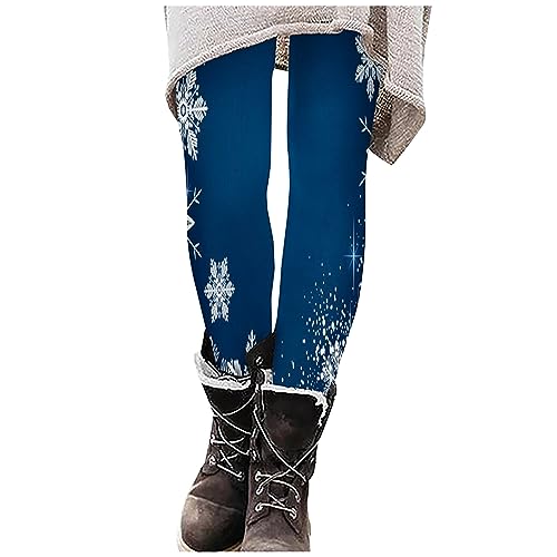 Leggings Damen Weihnachtsleggins Lang Hose Sportleggins Stretch Tights Weihnachten Freizeithose mit Schneeflocke Sport Laufhose Jogginghose Lässige Lose Thermoleggings Outdoorhose Blau M von Generic