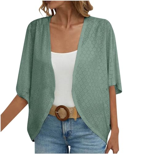 Leichter Cardigan Damen, Sommerstrickjacken Mit V-Ausschnitt Cardigan Sommer Boho 3/4 Arm Strickjacke Strand Damen Open Front Sommerjacke Leicht Bikini Cover Up DüNne Jacke Strick JäCkchen Leichter Cardigan Damen, Sommerstrickjacken Mit V-Ausschnitt Cardigan Sommer Boho 3/4 Arm Strickjacke Strand Damen Open Front Sommerjacke Leicht Bikini Cover Up DüNne Jacke Strick JäCkchen von Generic