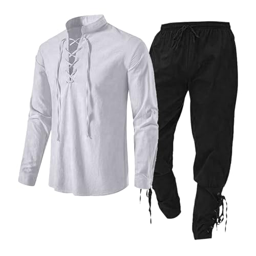 Leinenanzughose Herren Mittelalterliches KostüM, Herrenanzug - Mittelalter-Hemd And Mittelalter-Hose Renaissance-KostüM, Set Mit Leinenhemd Lang Mittelalter Mit Hose Renaissance KostüM Set Leinenanzughose Herren Mittelalterliches KostüM, Herrenanzug - Mittelalter-Hemd And Mittelalter-Hose Renaissance-KostüM, Set Mit Leinenhemd Lang Mittelalter Mit Hose Renaissance KostüM Set von Generic