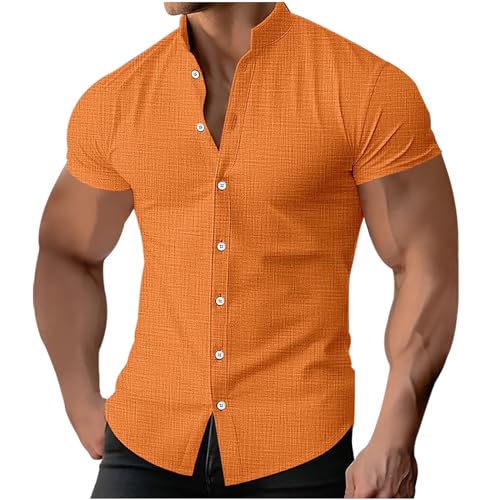 Leinenhemd Herren Kurzarm Baumwolle Hemd Stehkragen Hemden Sommer Hawaii Freizeithemden Business Herrenhemden Einfarbig Shirts Oversized Kurzarmhemd Blitzangebote des Tages Orange 3XL Leinenhemd Herren Kurzarm Baumwolle Hemd Stehkragen Hemden Sommer Hawaii Freizeithemden Business Herrenhemden Einfarbig Shirts Oversized Kurzarmhemd Blitzangebote des Tages Orange 3XL von Generic
