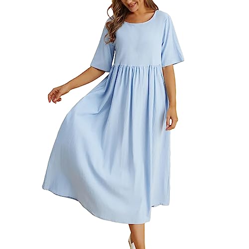 Leinenkleid Damen Sommer,Sommerkleid Damen Lang Baumwolle Leinen Sommer-Maxikleider Kurzarm Locker Leinenkleider Sommerkleider Leicht und Luftig Midikleid Elegant Vintage Freizeitkleid Blusenkleid Leinenkleid Damen Sommer,Sommerkleid Damen Lang Baumwolle Leinen Sommer-Maxikleider Kurzarm Locker Leinenkleider Sommerkleider Leicht und Luftig Midikleid Elegant Vintage Freizeitkleid Blusenkleid von Generic