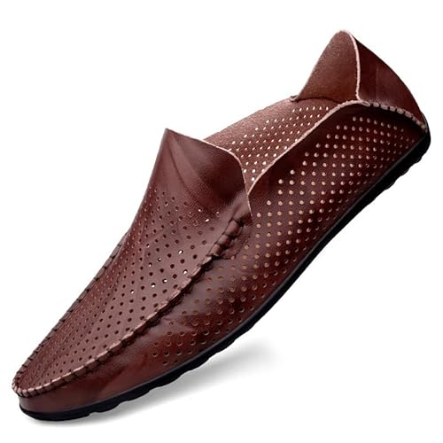 Loafer for Herren, einfarbig, ausgehöhlte Schürzenspitze, PU-Leder, atmungsaktiv, Smoking-Loafer, Flexibler Flacher Absatz, leicht, klassisch, for Hineinschlüpfen(Color:Weinrot,Size:43 EU) von Generic