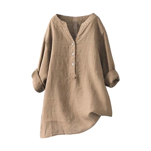 Longbluse Damen Sommer,Damen Bluse Leinen,Musselin Bluse Damen Leinen Bluse Damen Sommer Langarm Shirt Leinen Elegante Lange Bluse Bügelfrei Tuniken Damen Blusen Große Größen Tops,Beige,3XL Longbluse Damen Sommer,Damen Bluse Leinen,Musselin Bluse Damen Leinen Bluse Damen Sommer Langarm Shirt Leinen Elegante Lange Bluse Bügelfrei Tuniken Damen Blusen Große Größen Tops,Beige,3XL von Generic